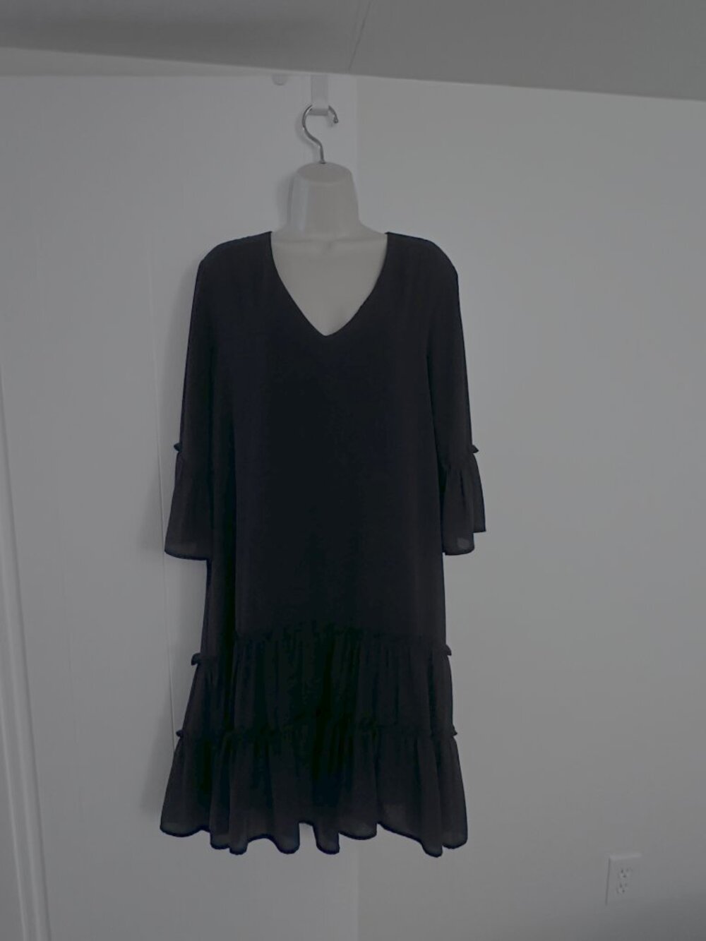 Karen Kane Black Tiered Ruffle Shift Dress XL